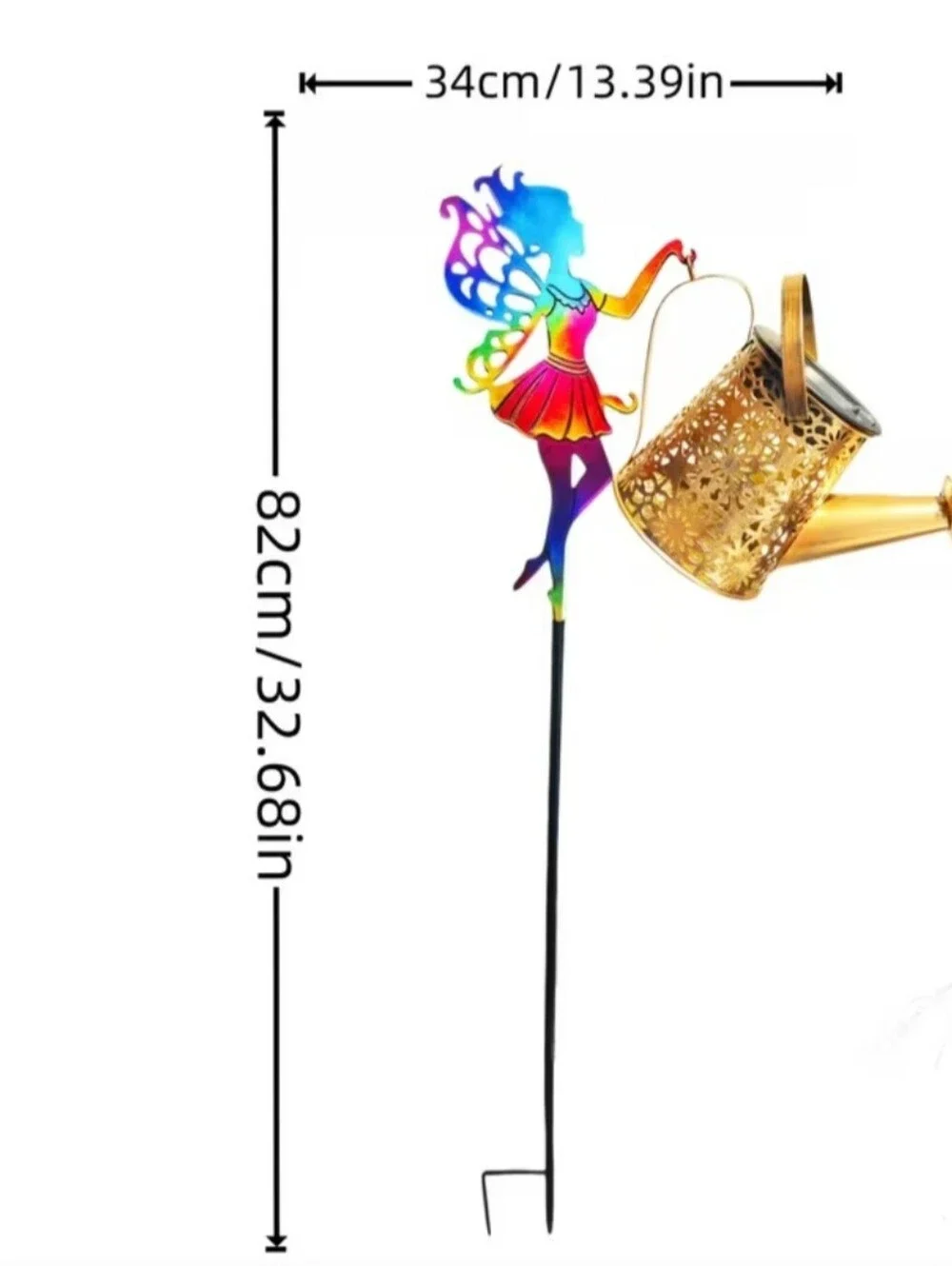Solar Rainbow Fairy Watering Can Lawn Stake - Multicolor With Shep Hook